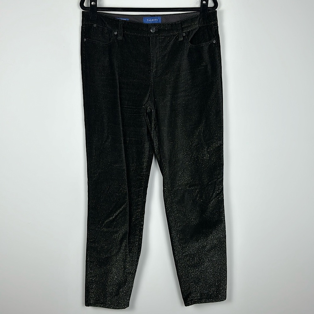 Talbots Black Sparkle Corduroy Slim Ankle Pants SIZE 10